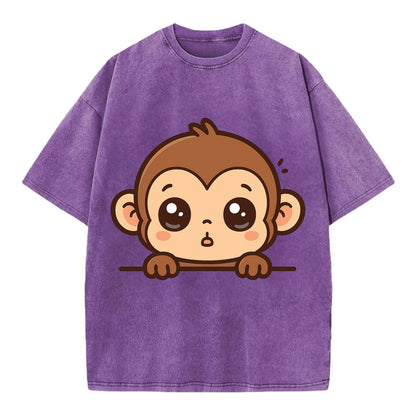 Baby Monkey  - Vintage T-shirt - Purple