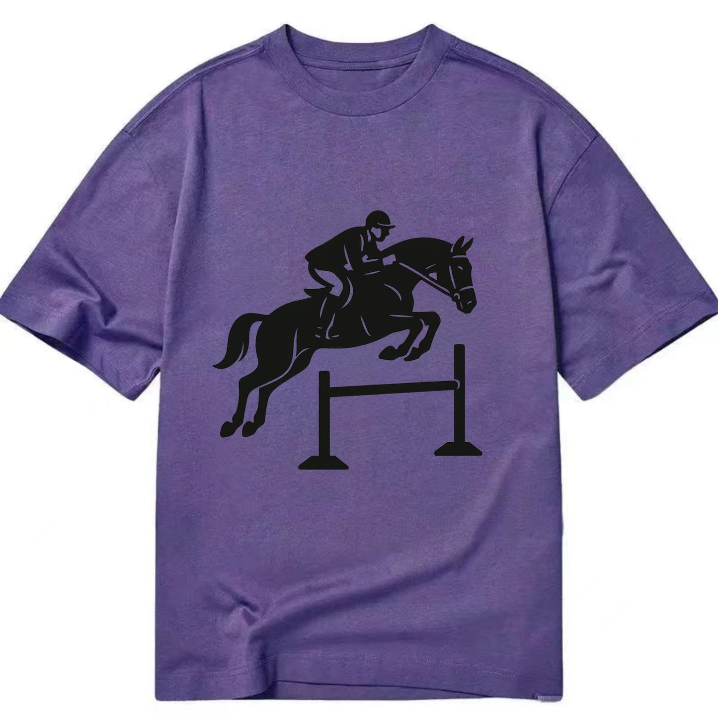 Equestrian jumping over obstacle - Classic T-shirt - Purple
