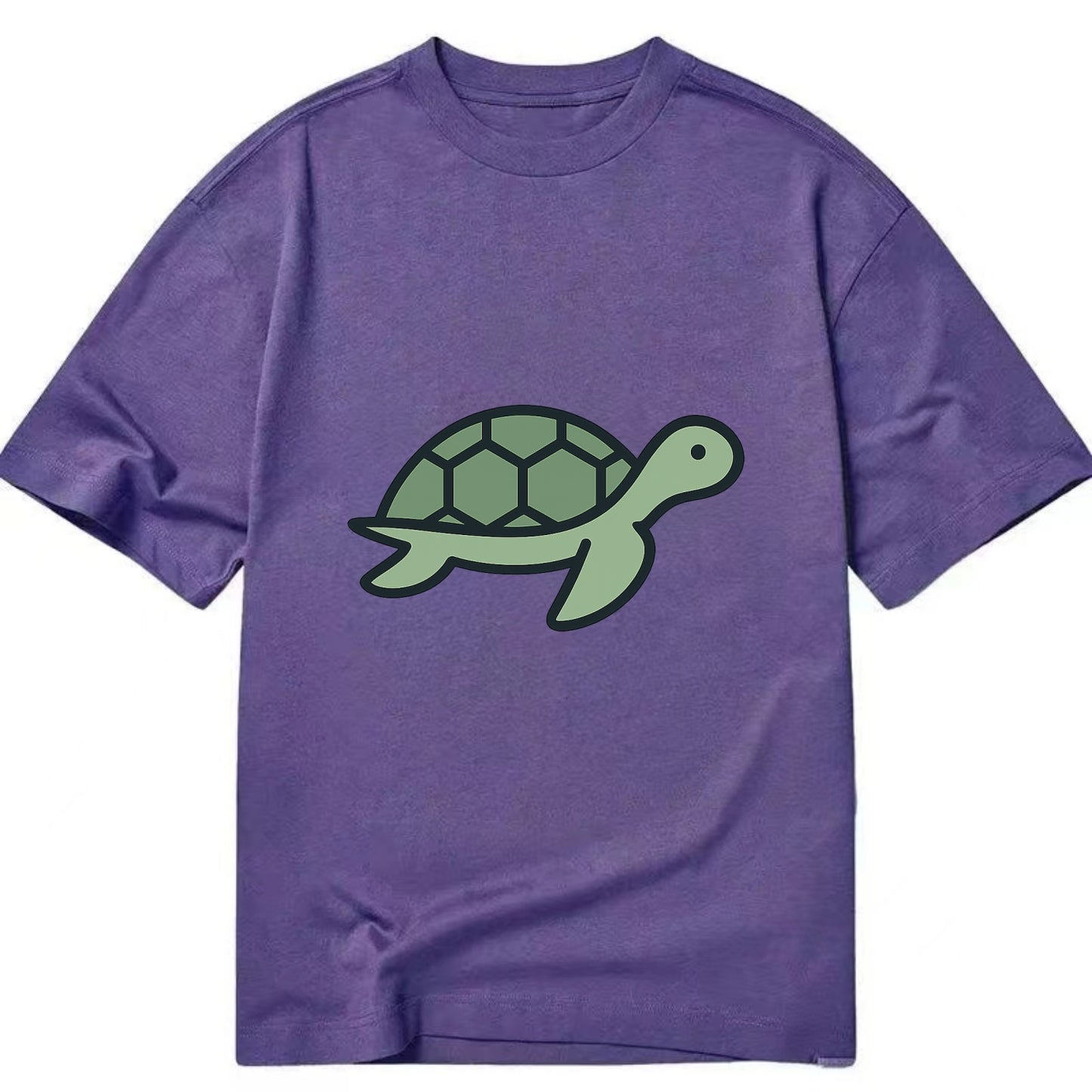 Sea Turtle - Green with shell pattern flat side profile - Classic T-shirt - Purple