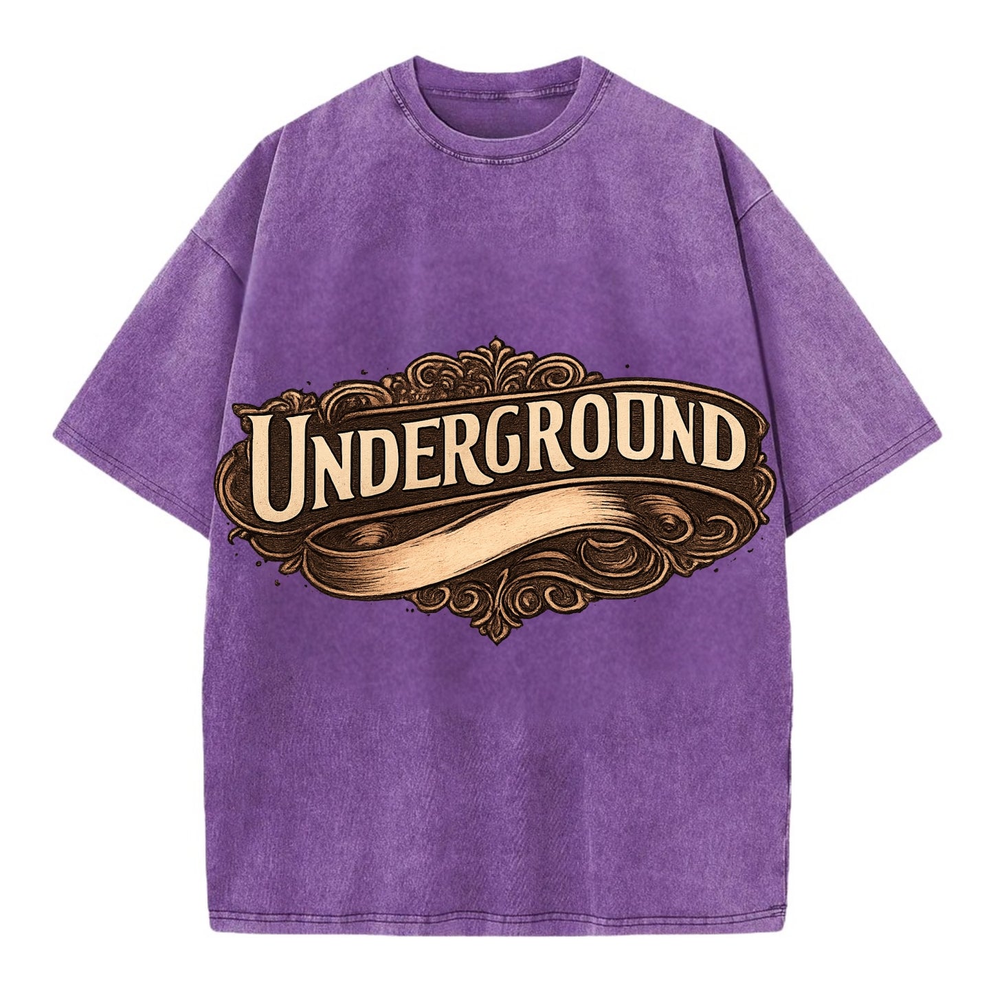 Bold typography design - "UNDERGROUND" - hidden scene, alternative - Vintage T-shirt - Purple