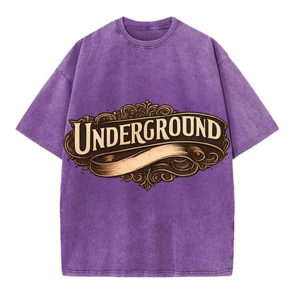 Bold typography design - "UNDERGROUND" - hidden scene, alternative - Vintage T-shirt - Purple