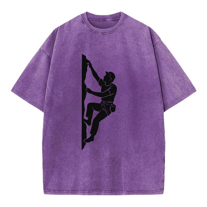 Rock climber reaching for the next hold - Vintage T-shirt - Purple