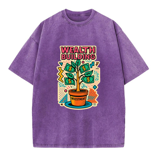 Money tree growing from investment pot - financial independence journey, wealth - Vintage T-shirt
