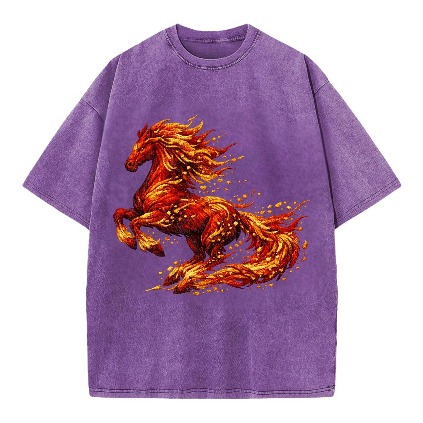 EMBER RISING | Sparks forming into horse shape | Particles of fire | Energy - Vintage T-shirt - Purple