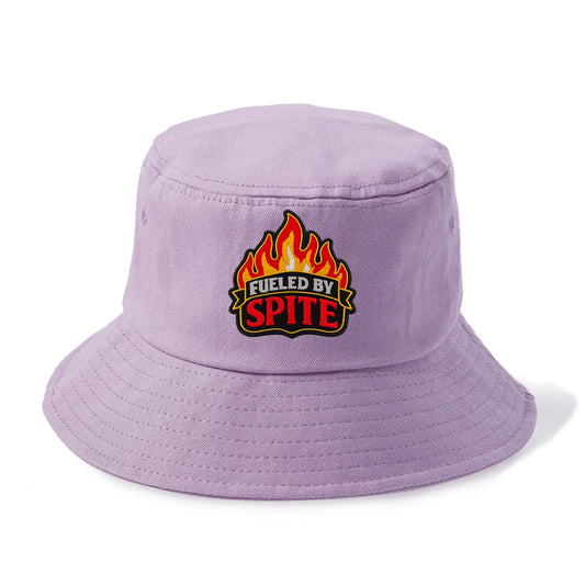 FUELED BY SPITE - fire with text in black and red , petty motivation - Bucket Hat - Purple