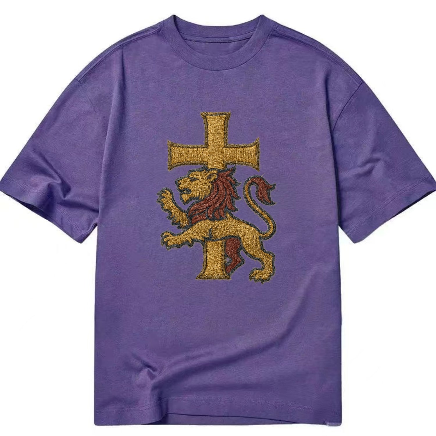 Lion and Cross  - Classic T-shirt - Purple