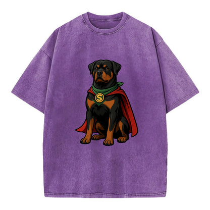 Rottweiler Strong Hero  - Vintage T-shirt - Purple