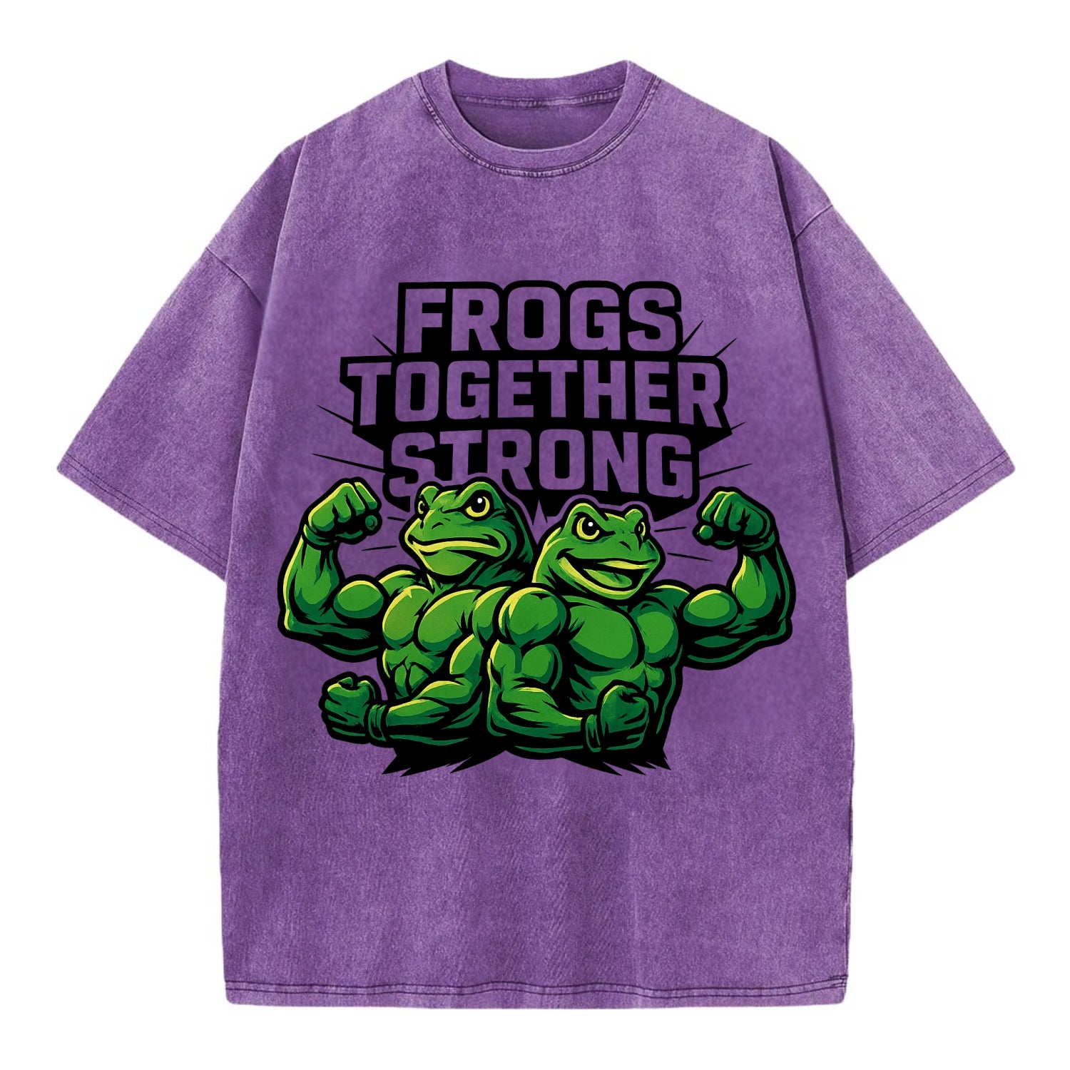Frogs Together Strong - Vintage T-shirt - Purple