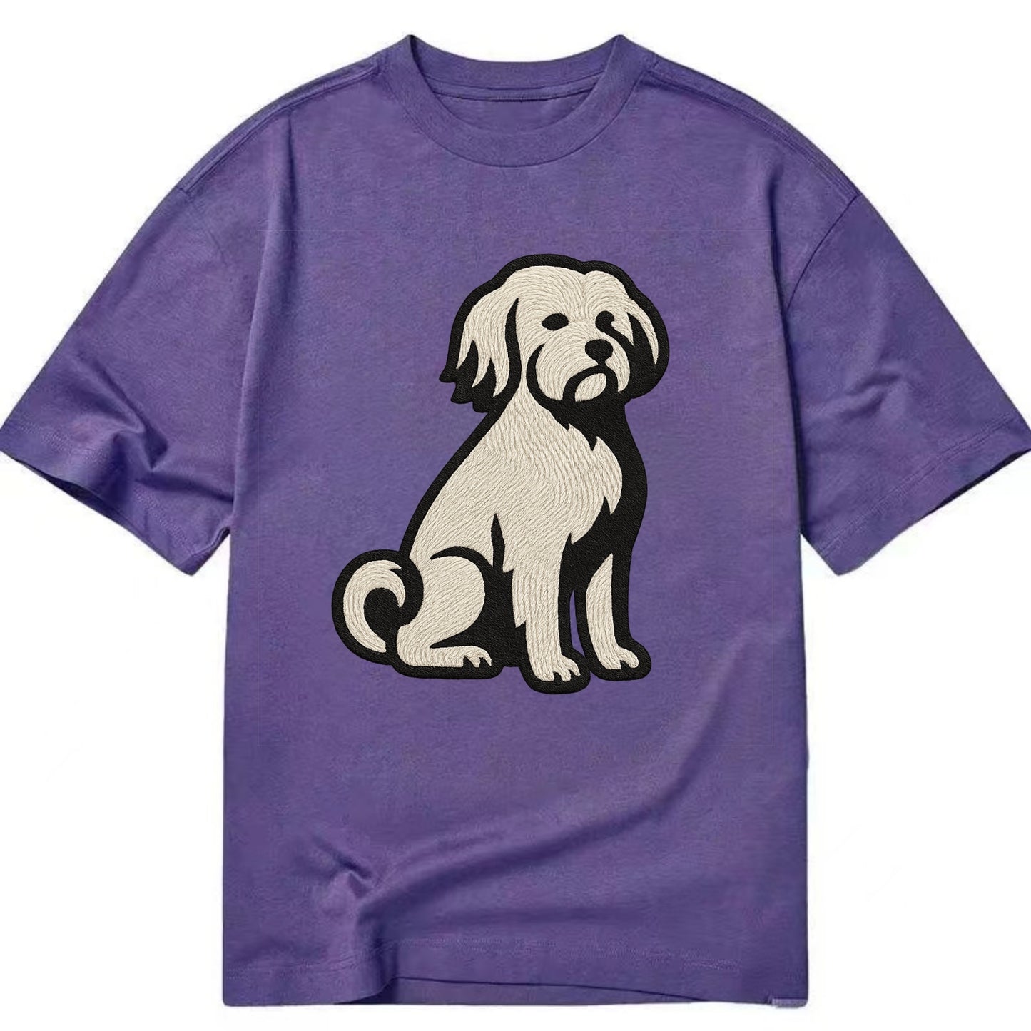 Löwchen - Little Lion Dog white embroide - Classic T-shirt - Purple