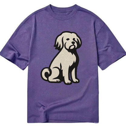 Löwchen - Little Lion Dog white embroide - Classic T-shirt - Purple