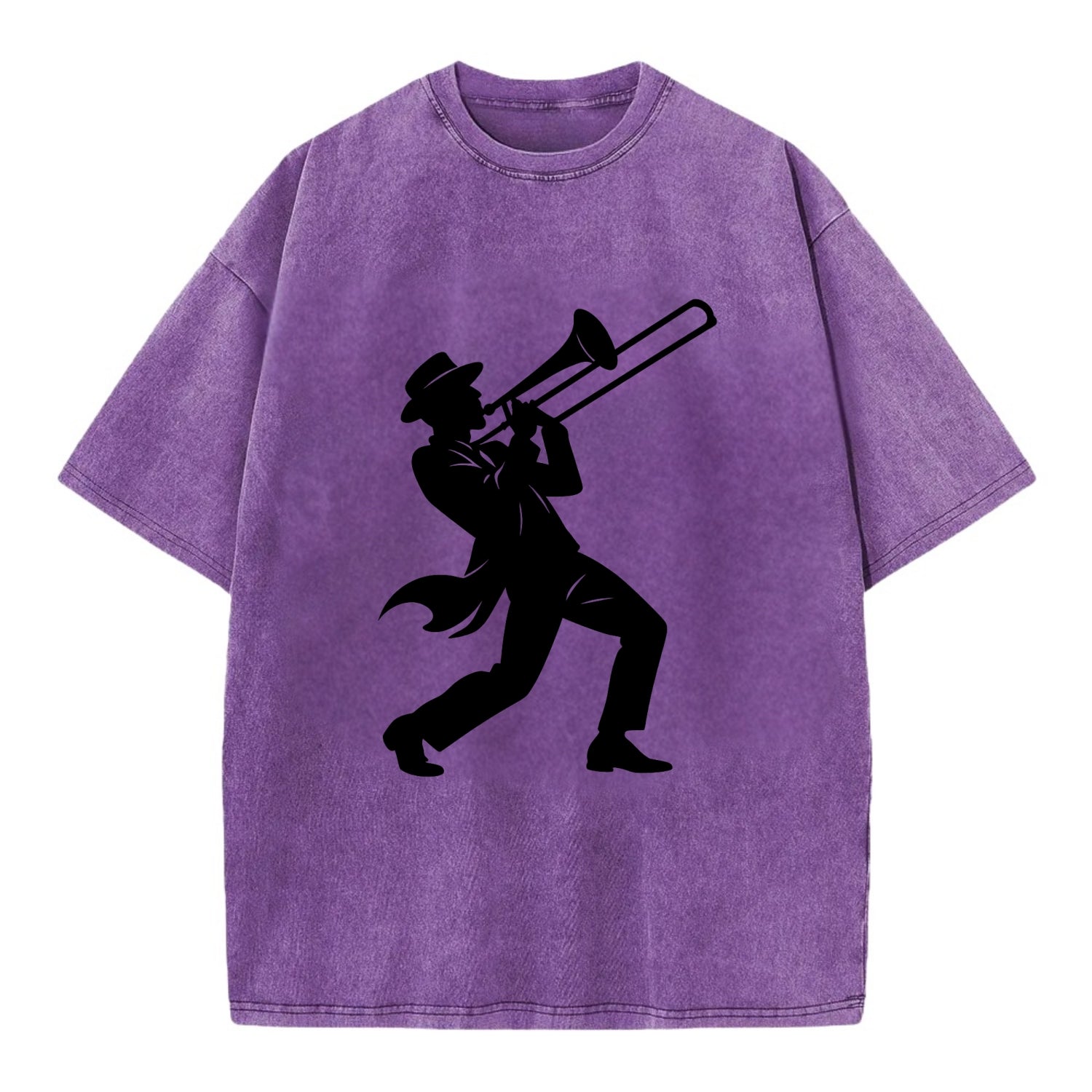 Trombone player jazz improvisation - Vintage T-shirt - Purple
