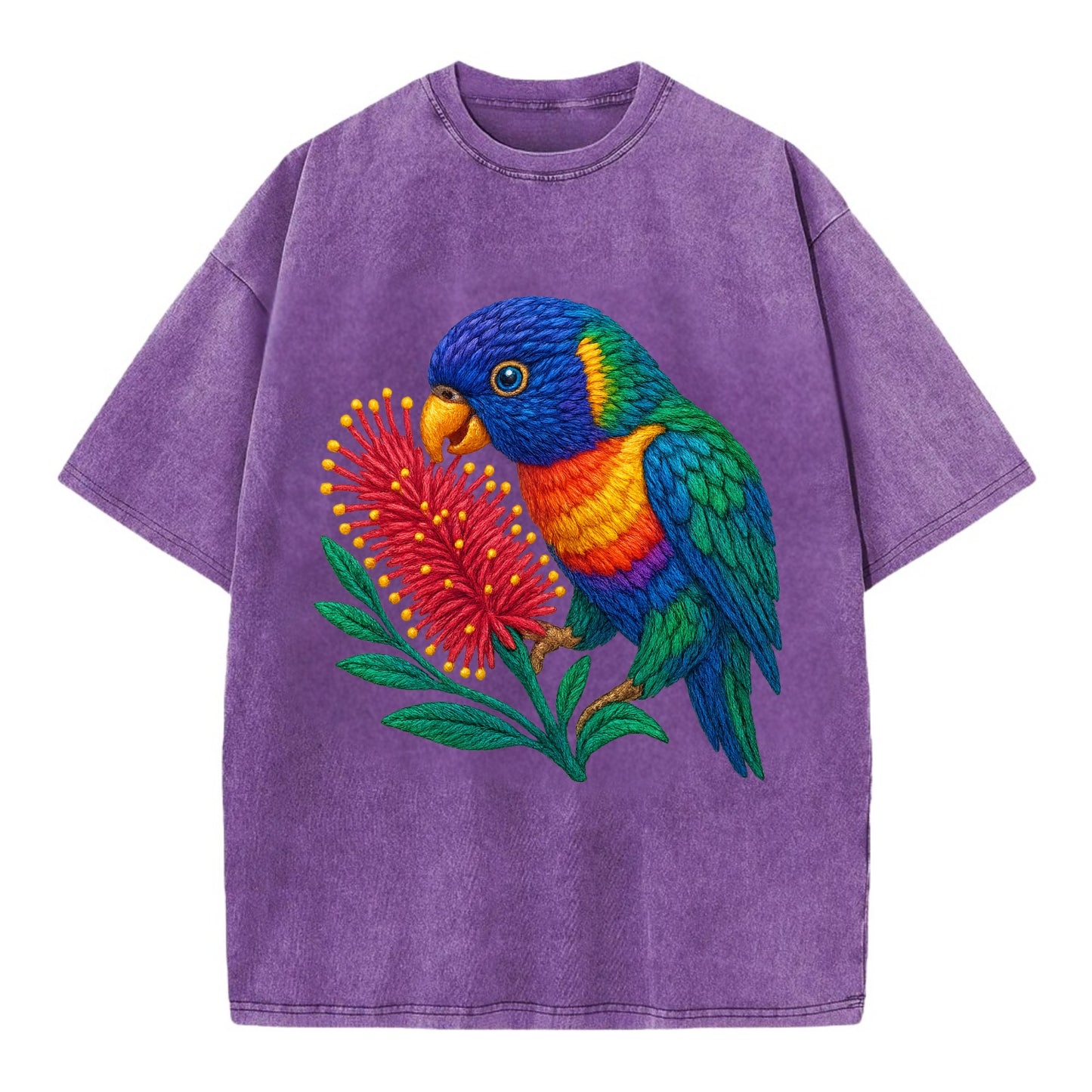 Rainbow Lorikeet Bottlebrush - Vintage T-shirt - Purple