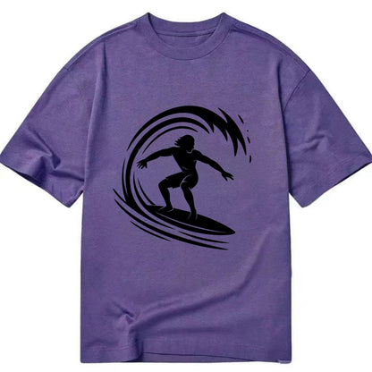 Hawaiian surfer riding big wave - Classic T-shirt - Purple