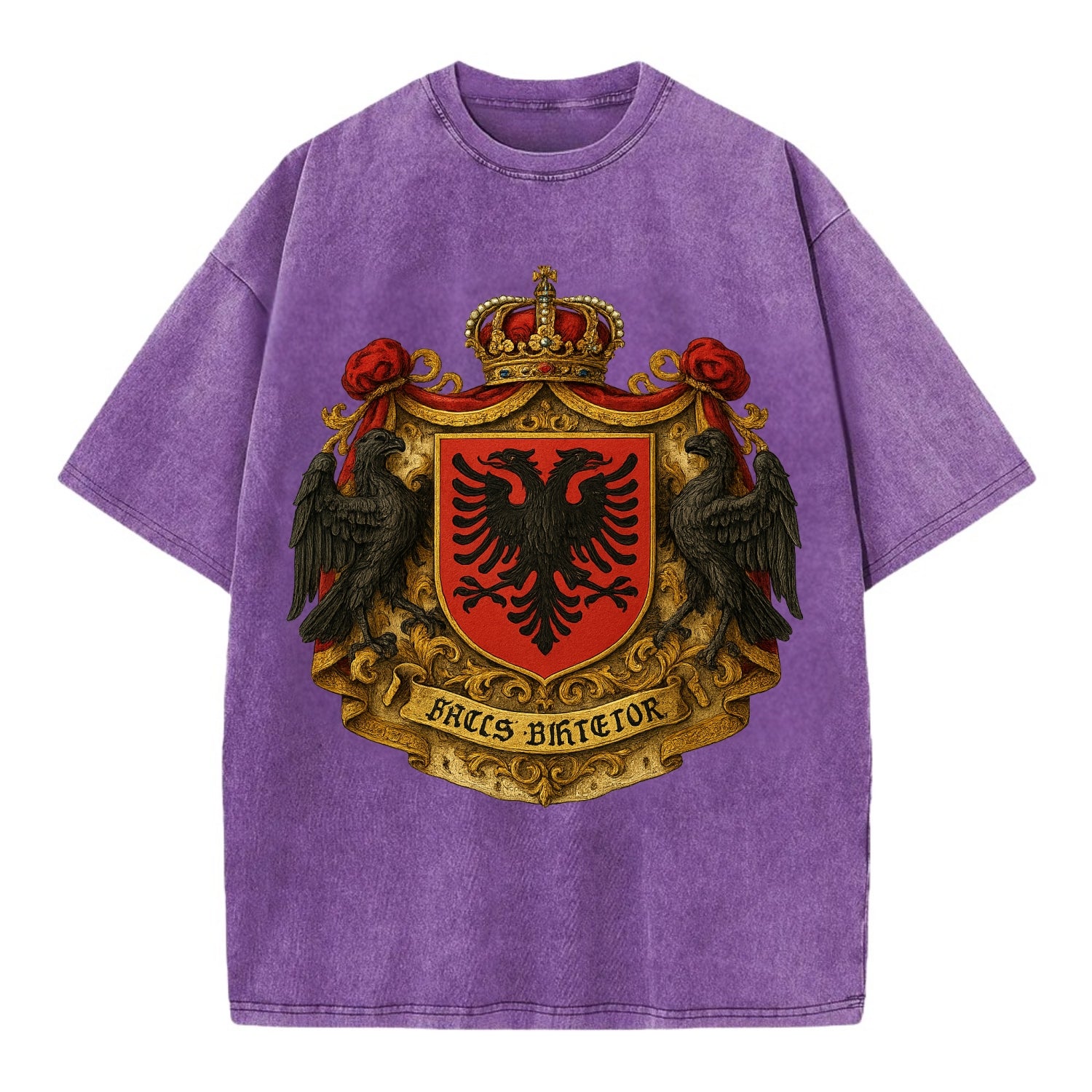 Albania Double Eagle Emblem  - Vintage T-shirt - Purple