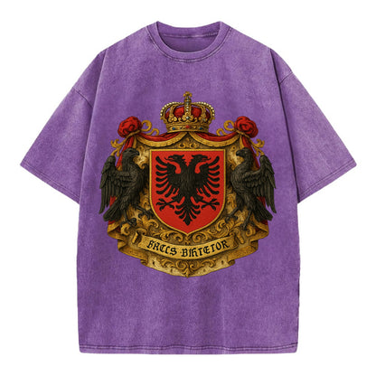 Albania Double Eagle Emblem  - Vintage T-shirt - Purple