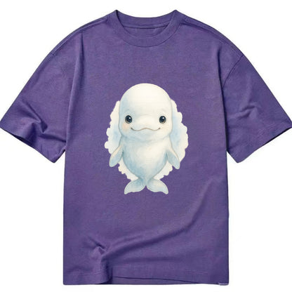 Baby Beluga Whale - pure white, rounded forehead, small eyes with big - Classic T-shirt - Purple