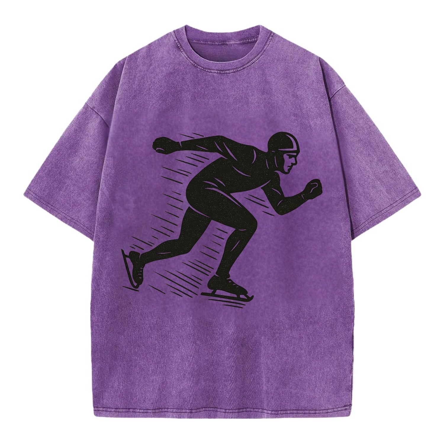 Speed skater in racing crouch - Vintage T-shirt - Purple