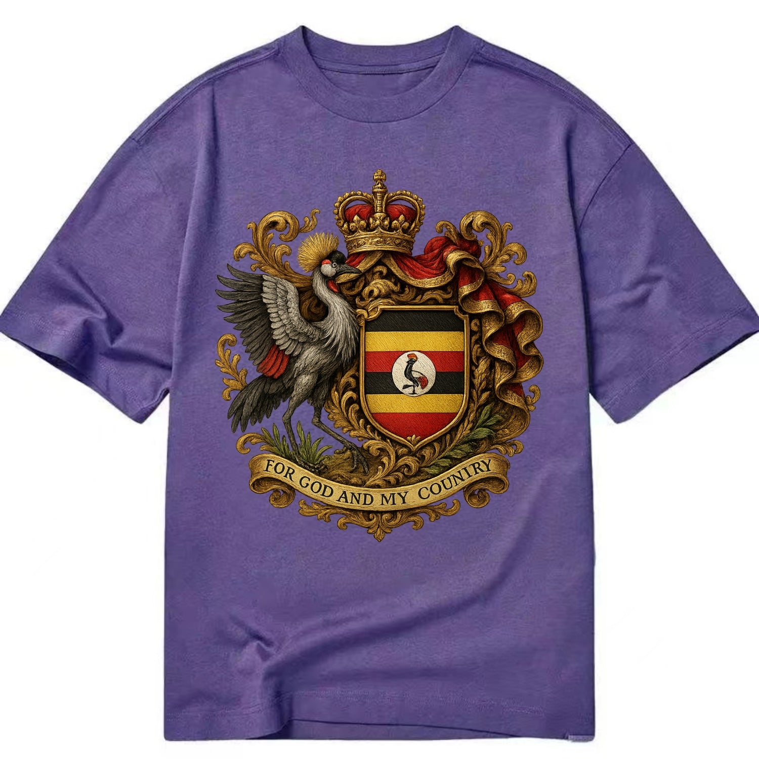Uganda Crested Crane Emblem  - Classic T-shirt - Purple
