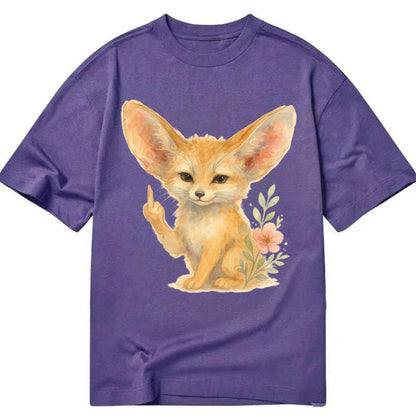 tiny fennec fox with oversized ears, one small paw raised in sass - Classic T-shirt - Purple
