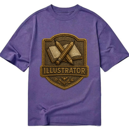 Pencils and sketchbook - illustrator badge - Classic T-shirt - Purple