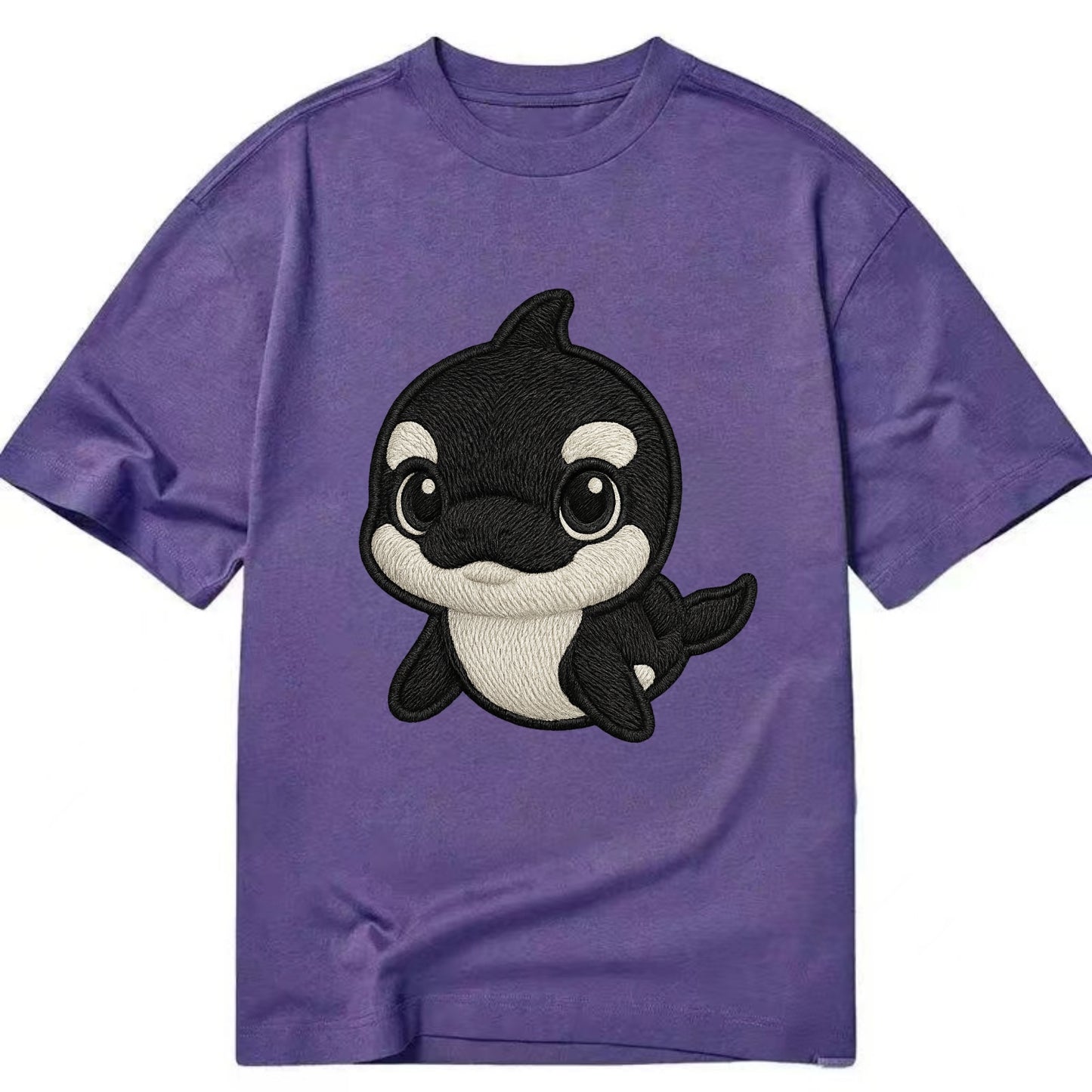 Baby Orca - black and white pattern, white eye patch, front-facing, curious and - Classic T-shirt - Purple