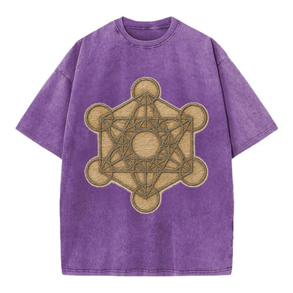 Metatron's Cube  - Vintage T-shirt - Purple