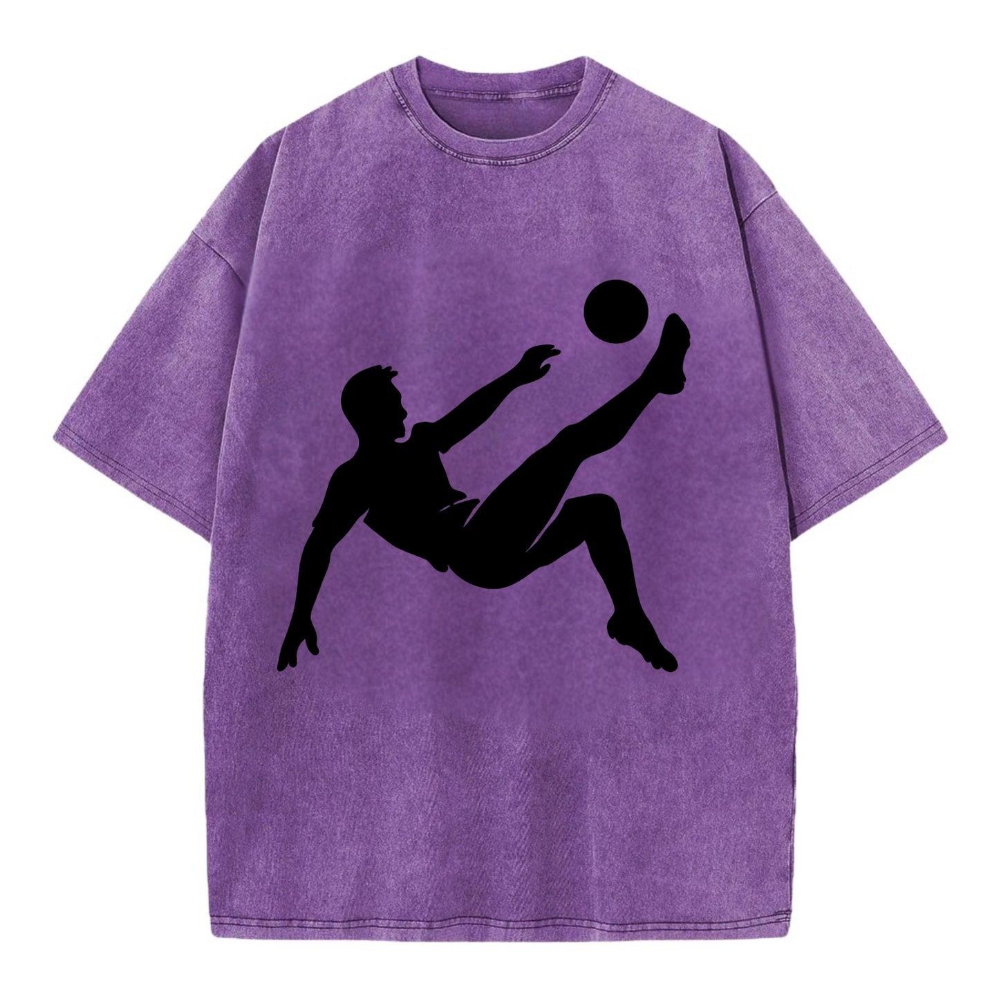 Soccer player kicking ball mid-air - Vintage T-shirt - Purple