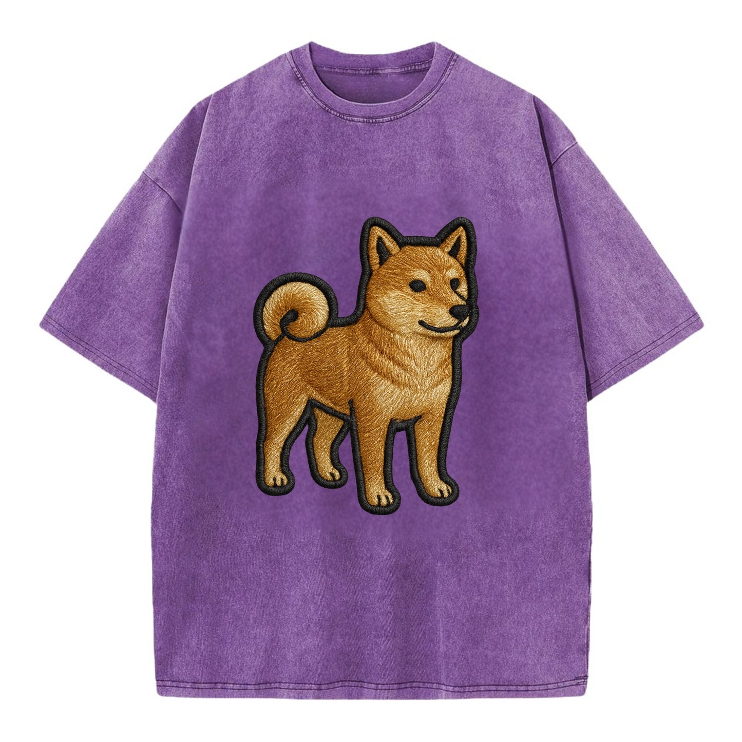 Shiba Inu - Trendy Japanese dog logo wit - Vintage T-shirt - Purple