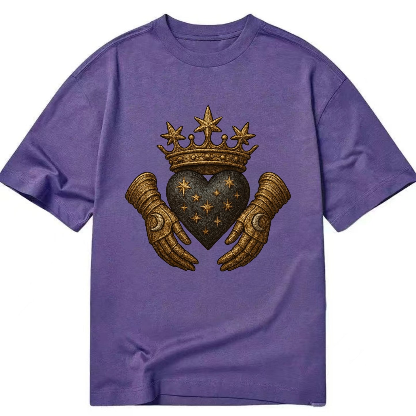 Ice crystal crown framing a frosted heart with fur-trimmed winter hands embracing - Classic T-shirt - Purple