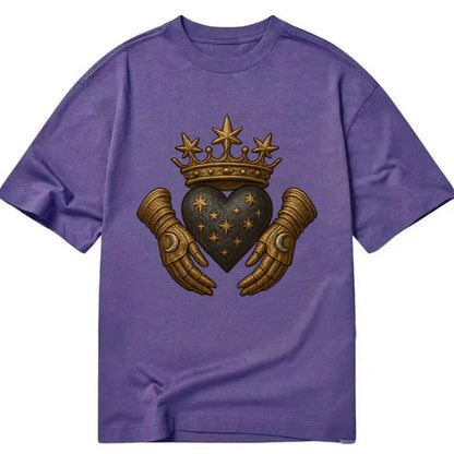Ice crystal crown framing a frosted heart with fur-trimmed winter hands embracing - Classic T-shirt - Purple