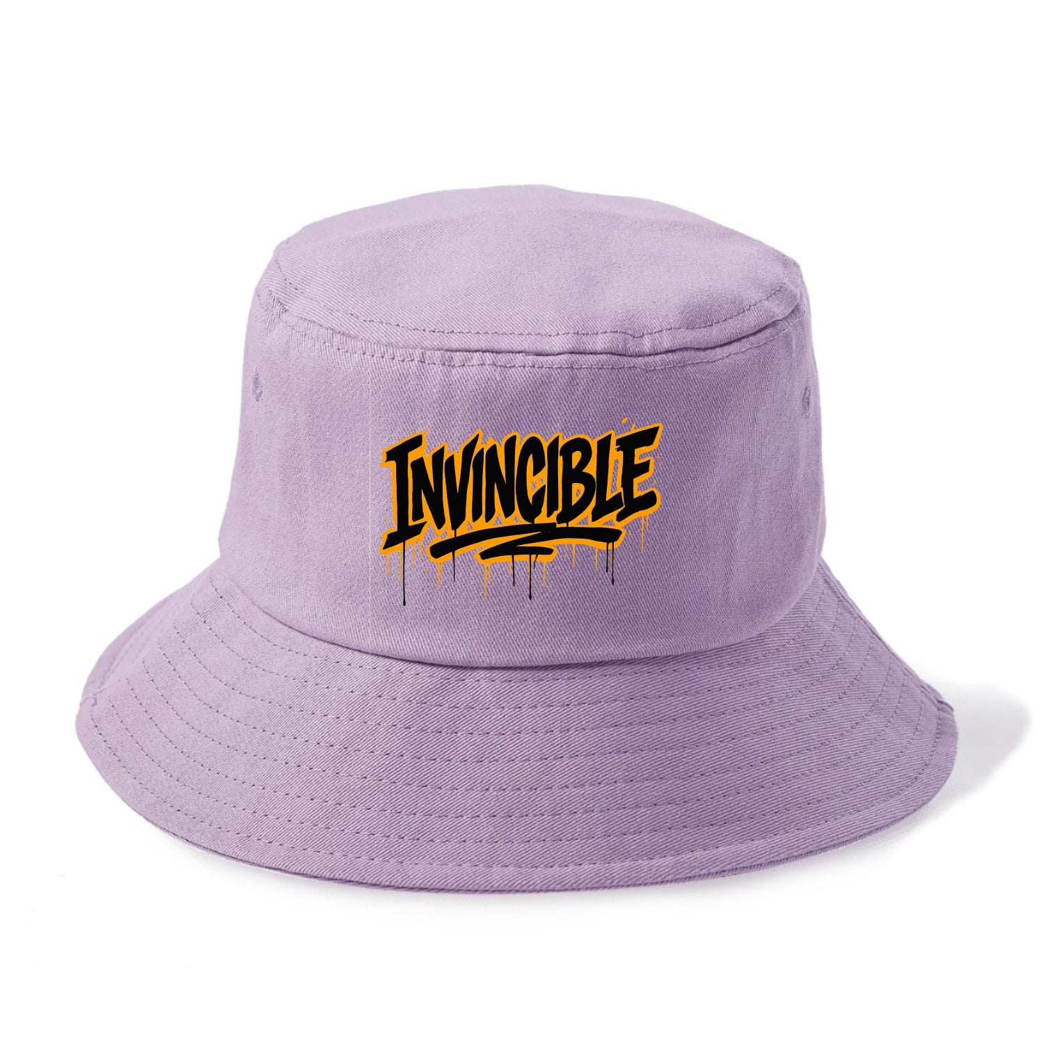 Bold typography design - "INVINCIBLE" - cannot be defeated, unconquerable - Bucket Hat - Purple
