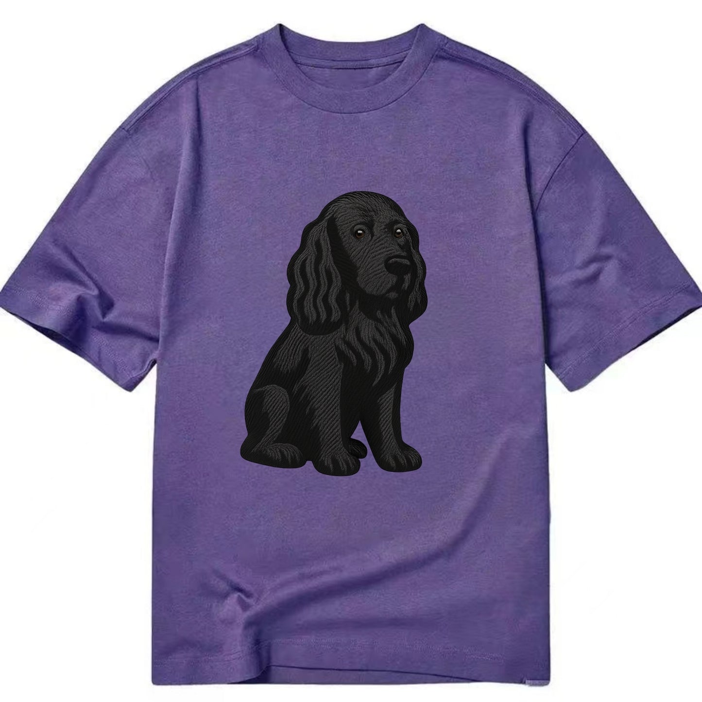 Field Spaniel - Black silky coat embroidered pose - Classic T-shirt - Purple