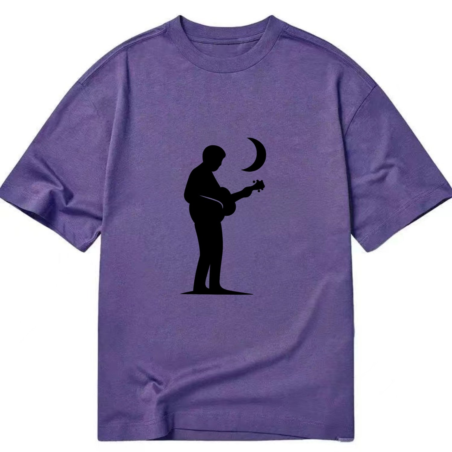 Guitarist playing acoustic under moonlight - Classic T-shirt - Purple