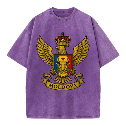 Moldova Heritage Badge  - Vintage T-shirt - Purple