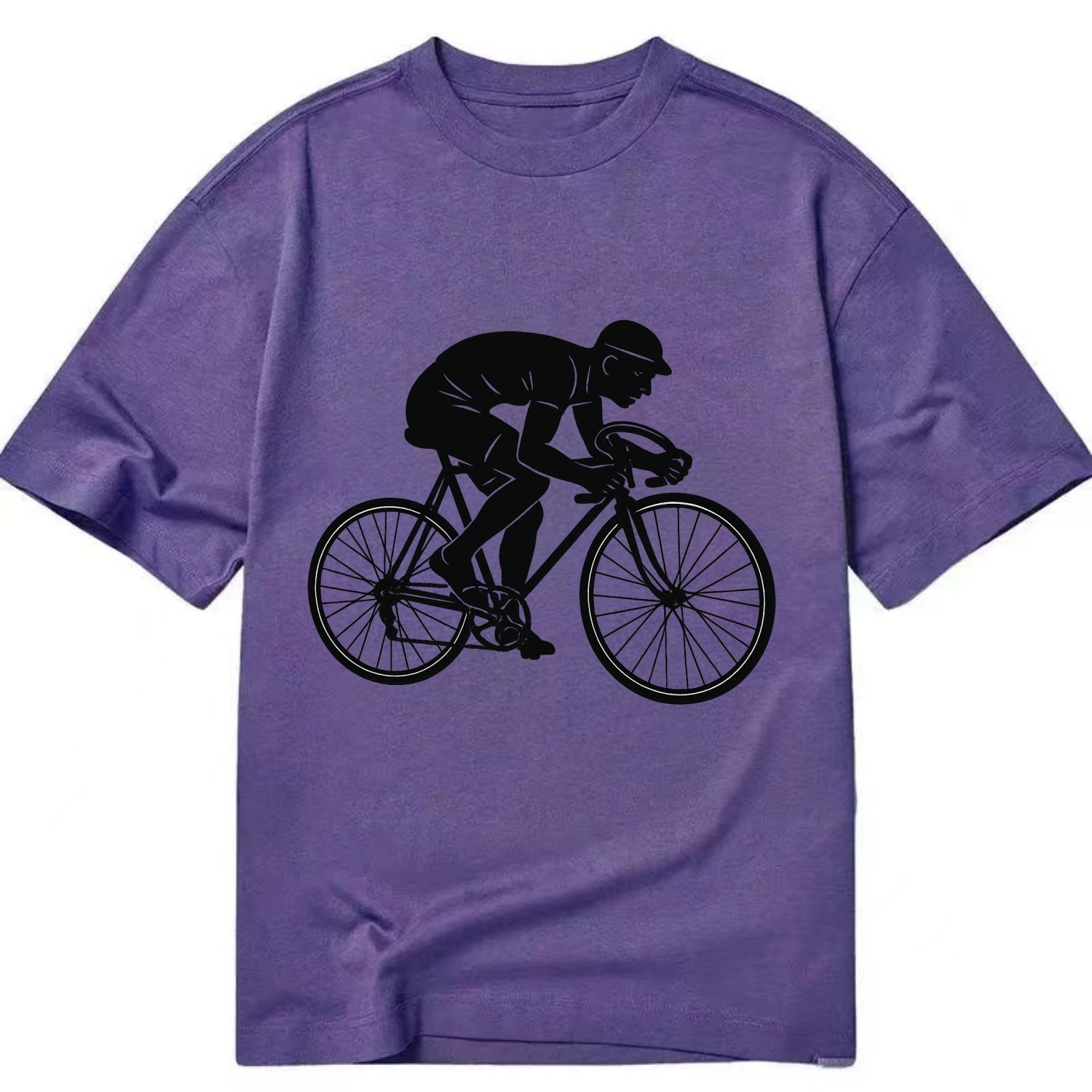 Cyclist sprinting in racing position - Classic T-shirt - Purple