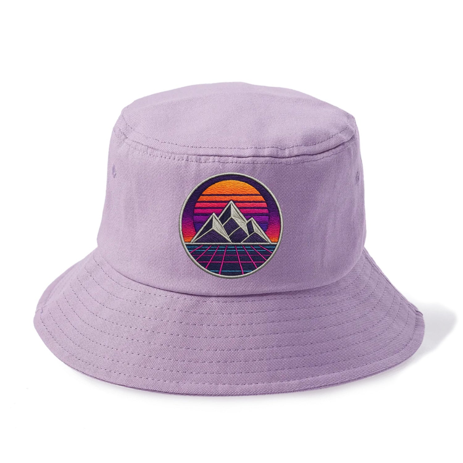 Retrowave Mountains - Bucket Hat - Purple