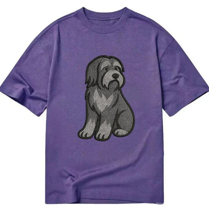 Bearded Collie - Gray shaggy coat embroidered pose - Classic T-shirt - Purple