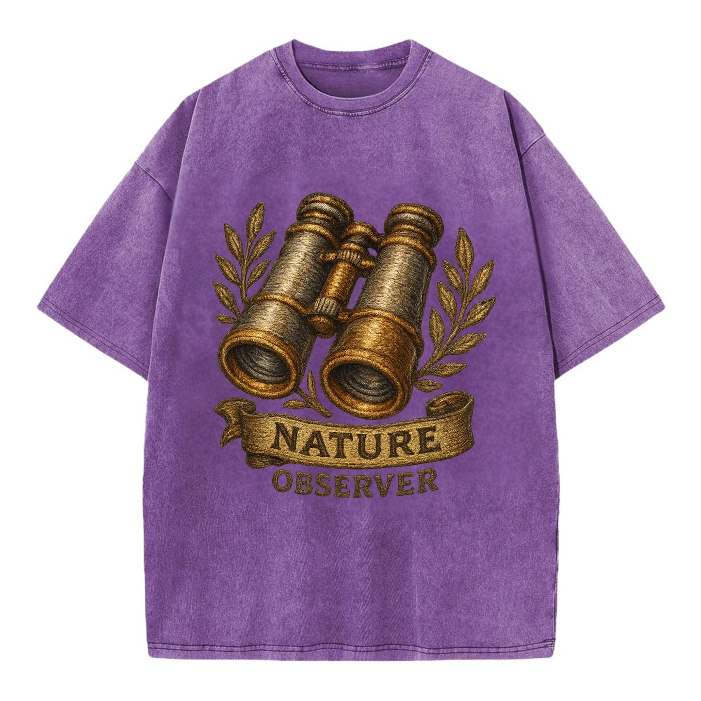 Binoculars for birdwatching - nature observer - Vintage T-shirt - Purple