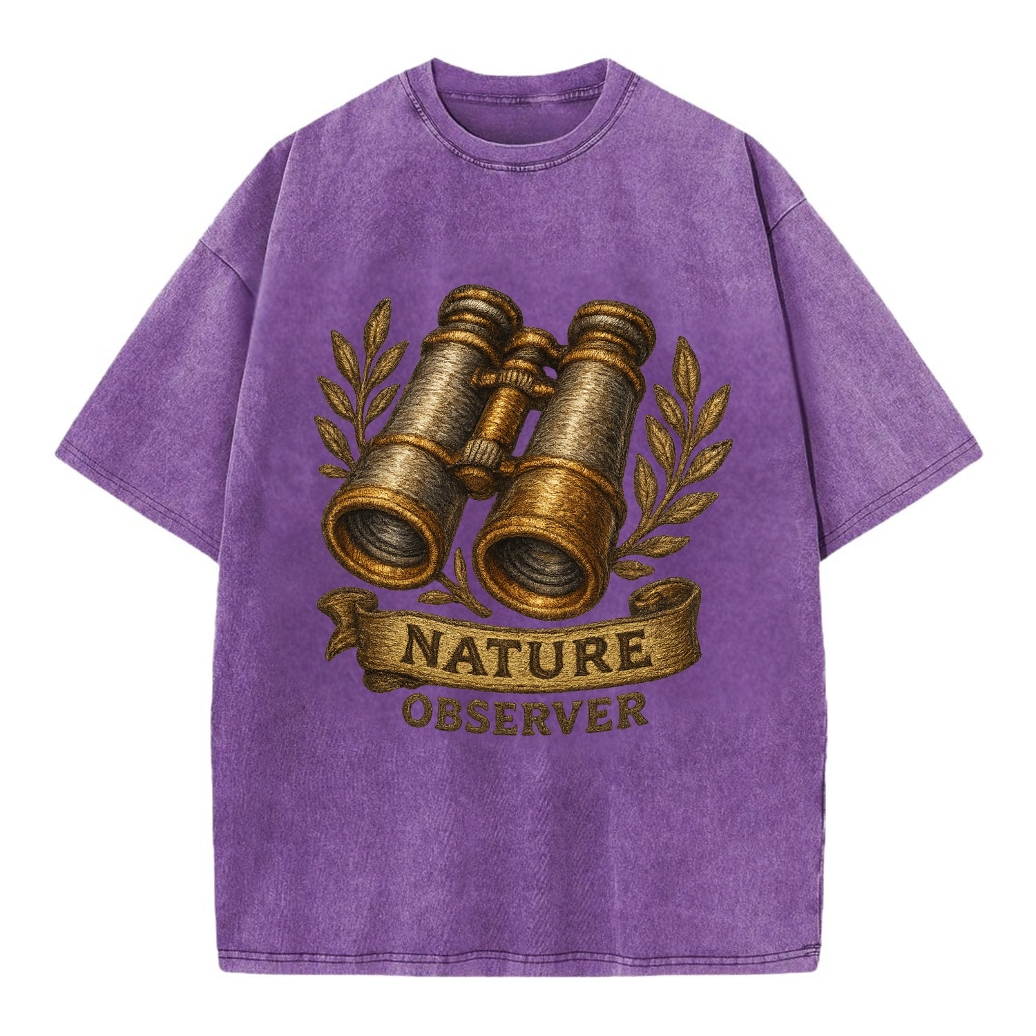Binoculars for birdwatching - nature observer - Vintage T-shirt - Purple