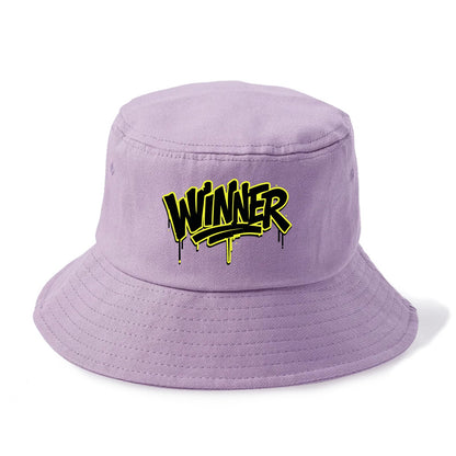 Bold typography design - "WINNER" - victorious mindset, champion - Bucket Hat - Purple