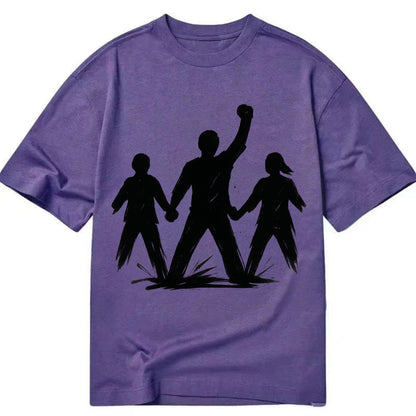 Human chain formation - unity and protection ink brushwork - Classic T-shirt - Purple