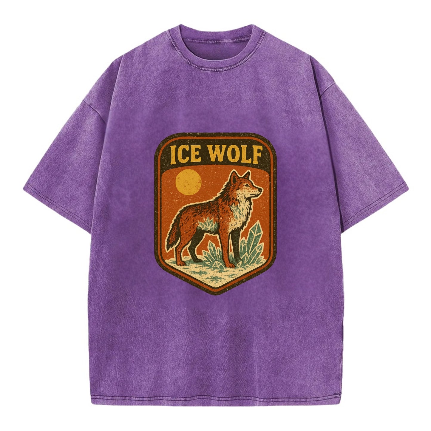 Ice Wolf Crystal  - Vintage T-shirt - Purple