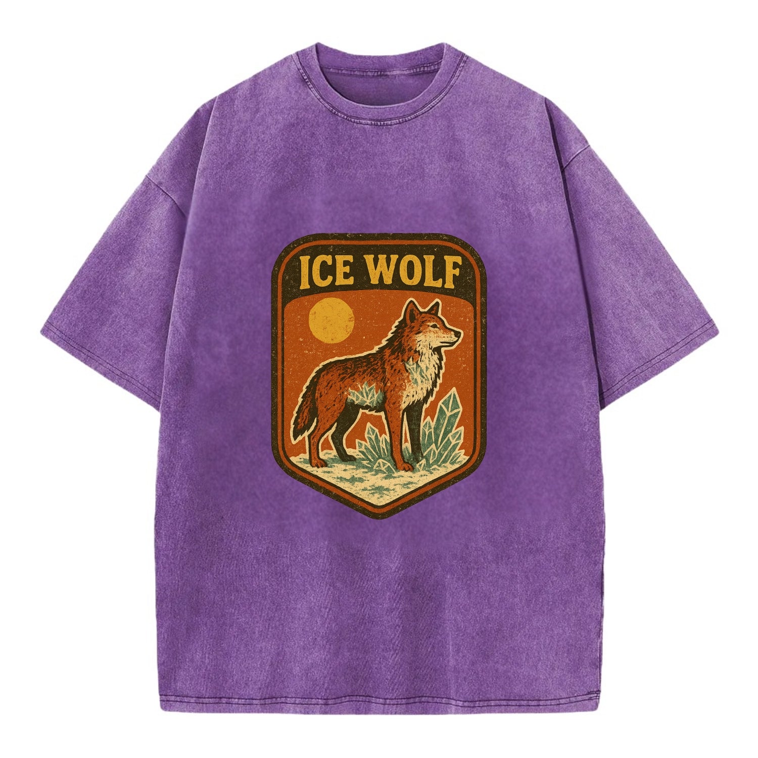 Ice Wolf Crystal  - Vintage T-shirt - Purple