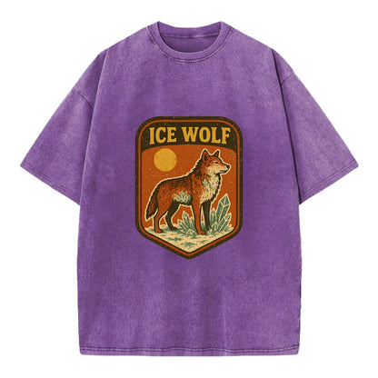 Ice Wolf Crystal  - Vintage T-shirt - Purple