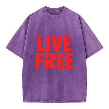 Bold typography design - "LIVE FREE" - unrestricted living - Vintage T-shirt - Purple