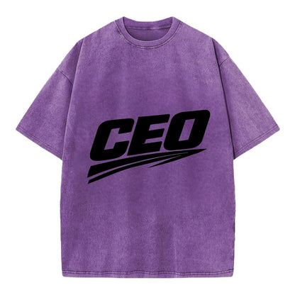Bold typography design - "CEO" - chief executive, running things - Vintage T-shirt - Purple