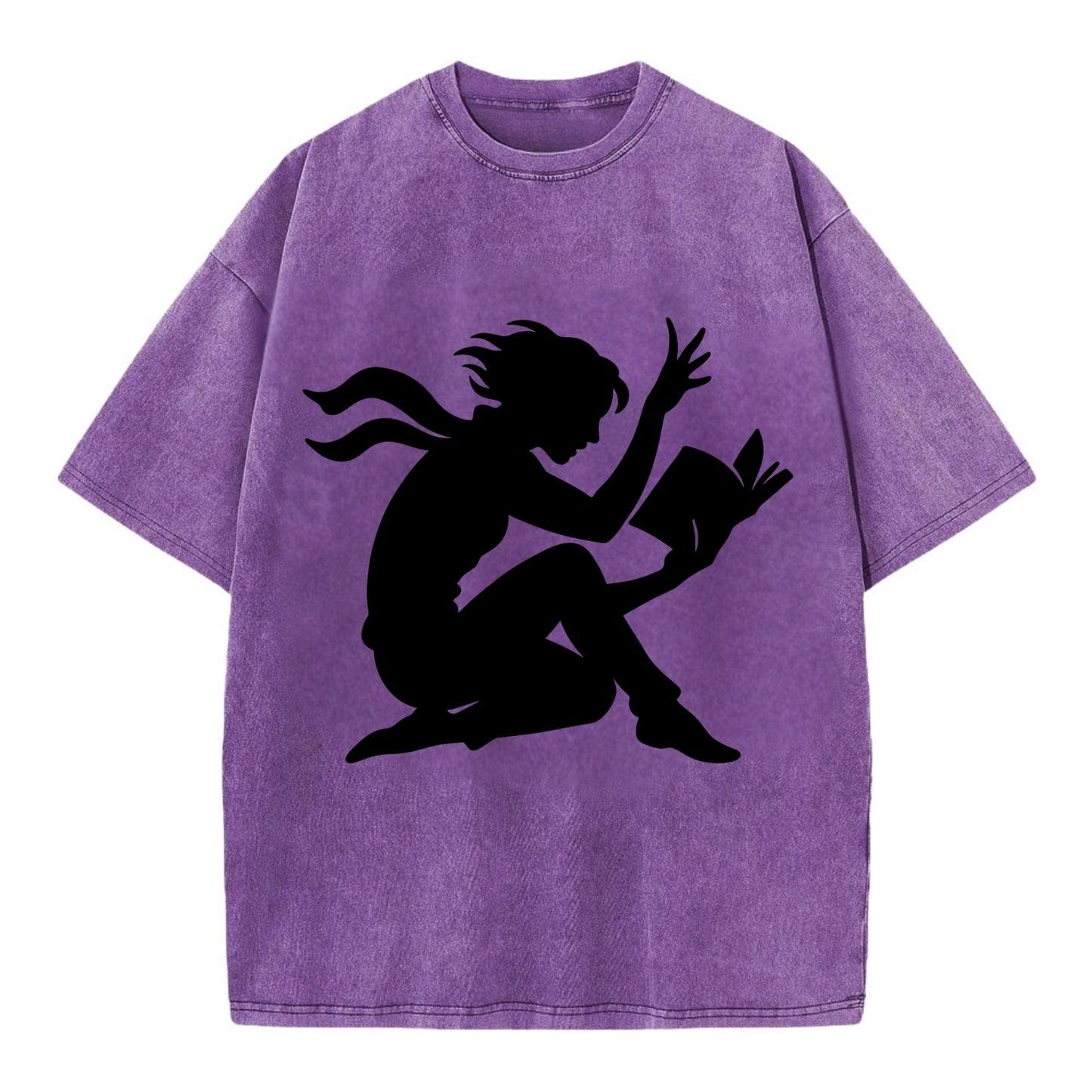 Reader lost in book moment - Vintage T-shirt - Purple