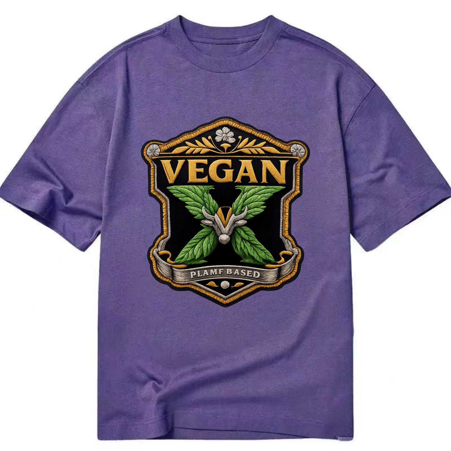 VEGAN X - plant-based symbol in green , animal rights - Classic T-shirt - Purple