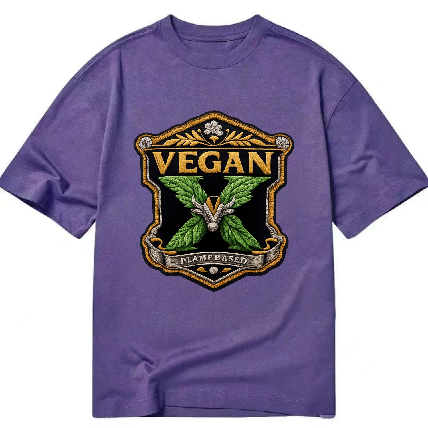 VEGAN X - plant-based symbol in green , animal rights - Classic T-shirt - Purple