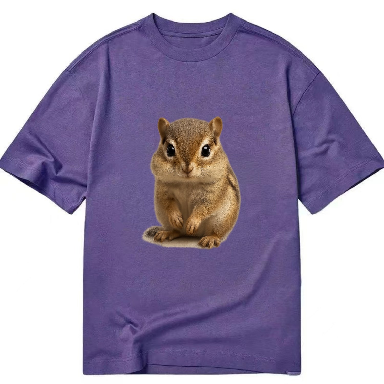 Baby Chipmunk - striped back, cheek pouches, tiny paws, bright eyes, - Classic T-shirt - Purple
